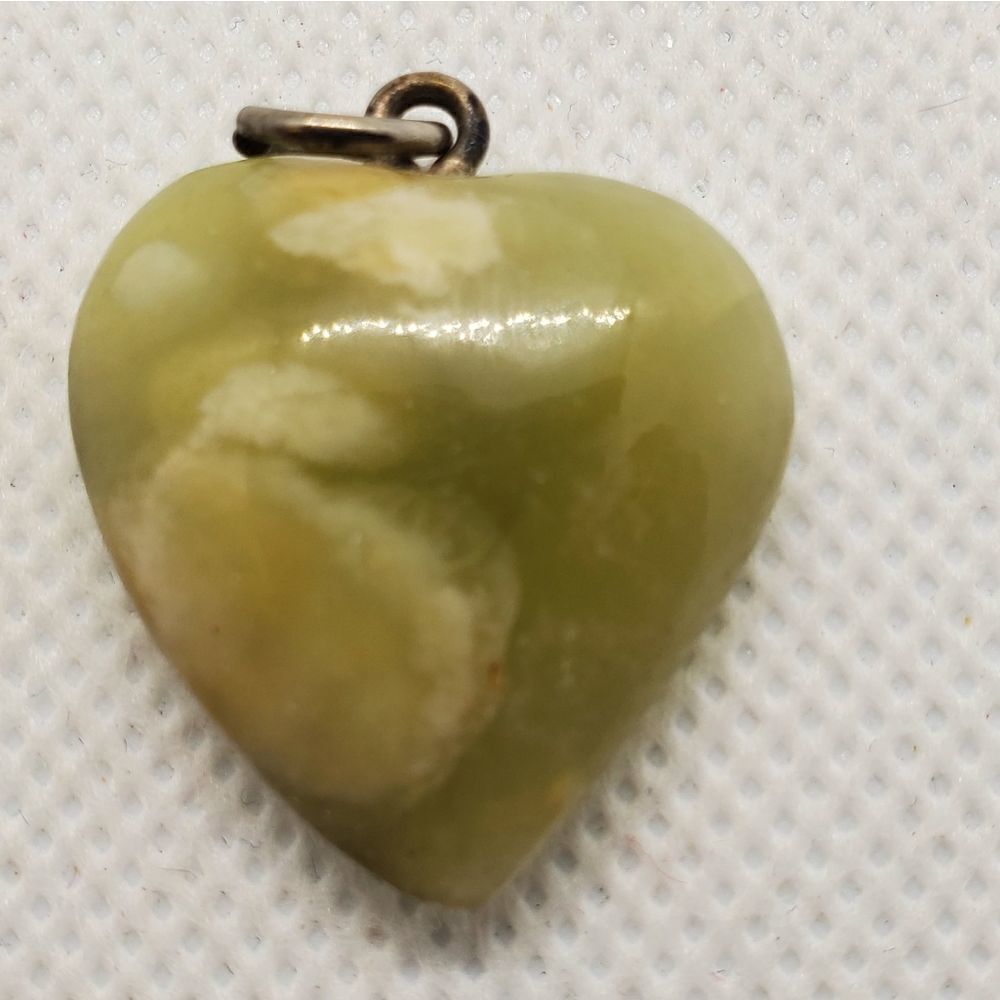 Olive Opal Stone Heart Pendant